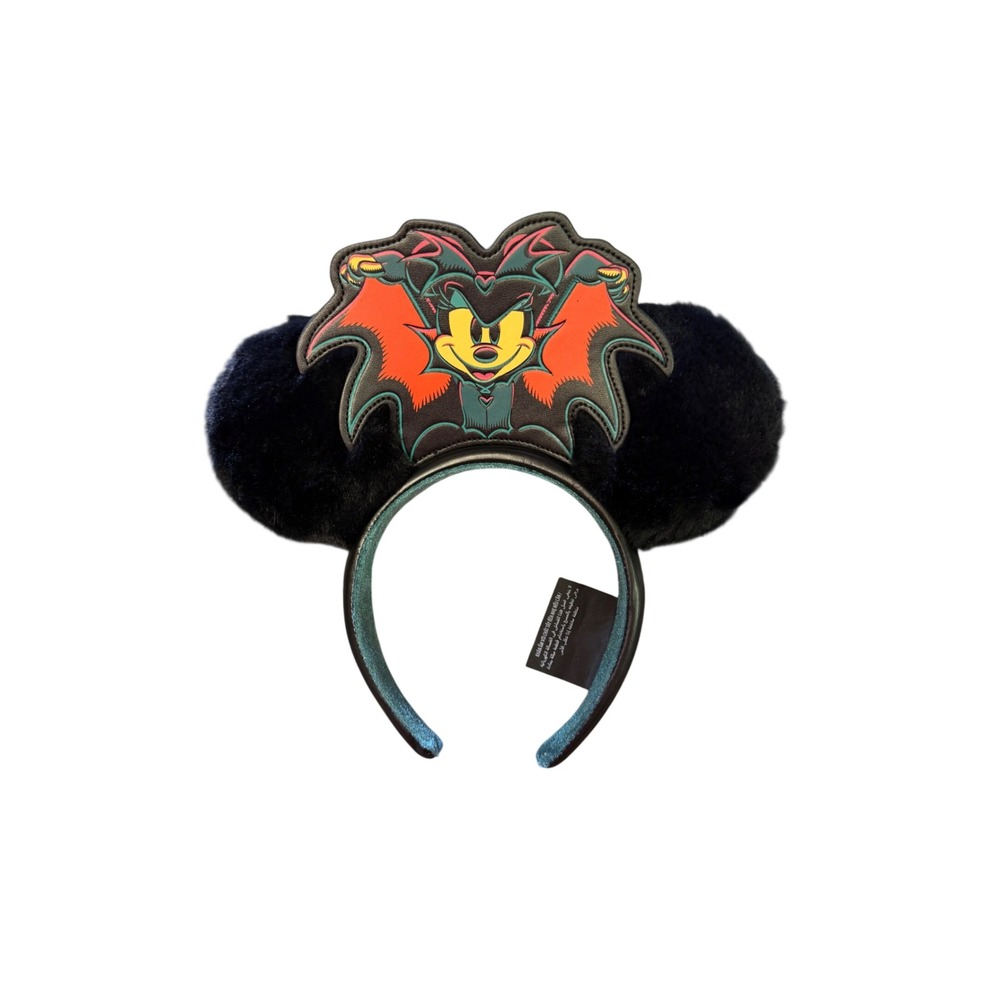 Disney Parks Minnie Mouse Vampire Bat Halloween Ear Headband Black 2023